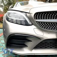 Front Bumper Splitters suitable for Mercedes-Benz C-Class W205 / C205 / S205 2014-2018 A Design Line Gloss Black 2 pcs-image-6316596