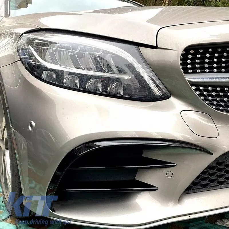 Front Bumper Splitters suitable for Mercedes-Benz C-Class W205 / C205 / S205 2014-2018 A Design Line Gloss Black 2 pcs