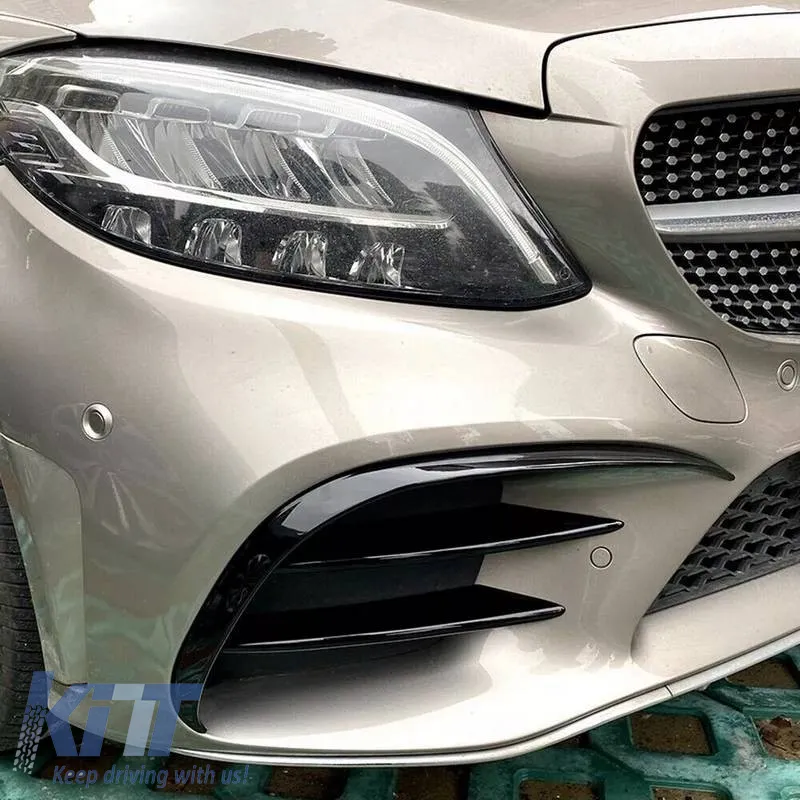 Front Bumper Splitters suitable for Mercedes-Benz C-Class W205 / C205 / S205 2014-2018 A Design Line Gloss Black 2 pcs