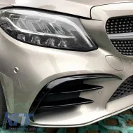 Front Bumper Splitters suitable for Mercedes-Benz C-Class W205 / C205 / S205 2014-2018 A Design Line Gloss Black 2 pcs-image-6316598