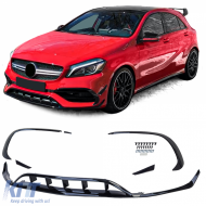 image-31-Front bumper spoiler aero kit flaps splitter for Mercedes A W176 15-18