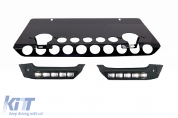 Front Bumper Spoiler LED DRL Extension Skid Plate Off Road Package Under Run Protection suitable for MERCEDES G-class W463 (89-17) Shiny Black Edition