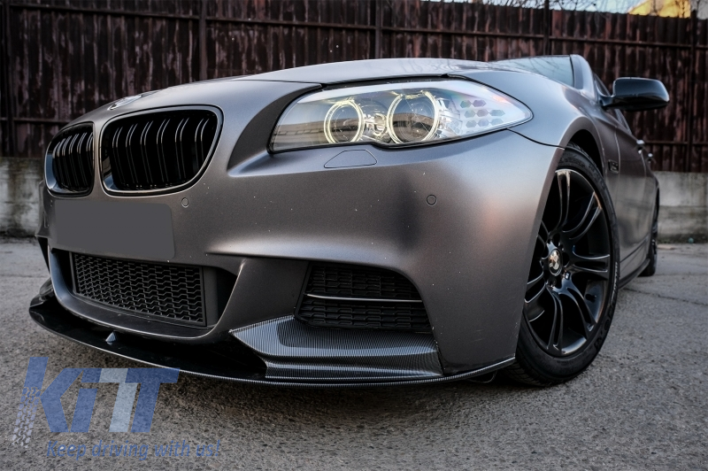 Front Bumper Spoiler Lip Carbon Coating suitable for BMW 5 Series F10 F11  (2011-2013) with Mirror Covers M-Performance Design 