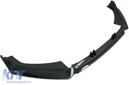 Front Bumper Spoiler Lip suitable for Audi A4 B9 8W S-Line (2016-2018) Carbon Look Add-On-image-6078053