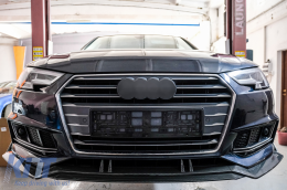 Front Bumper Spoiler Lip suitable for Audi A4 B9 8W S-Line (2016-2018) Carbon Look Add-On-image-6078229