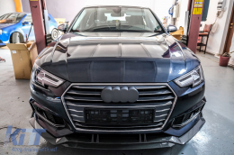 Front Bumper Spoiler Lip suitable for Audi A4 B9 8W S-Line (2016-2018) Carbon Look Add-On-image-6078231
