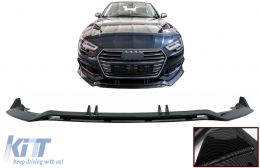 Front Bumper Spoiler Lip suitable for Audi A4 B9 8W S-Line (2016-2018) Carbon Look Add-On-image-6078272