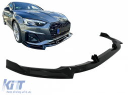 image-75-Front Bumper Spoiler Lip suitable for Audi A5 F5 Facelift S-Line (2020-up) Piano Black  Add-On