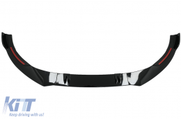 Front Bumper Spoiler Lip suitable for Audi A6 4K C8 (2018-up) Piano Black Add-On-image-6083164