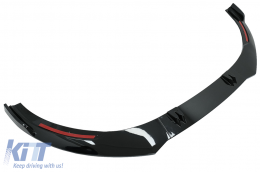 Front Bumper Spoiler Lip suitable for Audi A6 4K C8 (2018-up) Piano Black Add-On-image-6083168