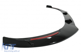 Front Bumper Spoiler Lip suitable for Audi A6 4K C8 (2018-up) Piano Black Add-On-image-6083169