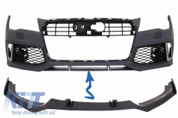 Front Bumper Spoiler Lip suitable for Audi A7 RS7 4G (2010-2018) Real Carbon Add-On - FBSAUA74GFRSC