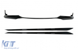 image-9-Front Bumper Spoiler Lip suitable for BMW 3 Series G20 Sedan G21 Touring (2018-up) with Side Skirts Extension M Sport Piano Black