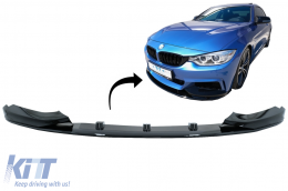 Front Bumper Spoiler Lip suitable for BMW 4 Series F32 Coupe F33 Cabrio F36 Grand Coupe (2013-03.2019) M Design Piano Black - FBSBMF32MPB