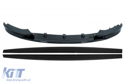 Front Bumper Spoiler Lip suitable for BMW 4 Series F32 F33 F36 Coupe Cabrio Grand Coupe (2013-03.2019) with Side Skirts Add-on Lip Extensions M-Performance Black - COFBSBMF32MPBSS