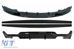 Front Bumper Spoiler Lip suitable for BMW 4 Series F32 F33 F36 Coupe Cabrio Grand Coupe (2013-03.2019) with Side Skirts Add-on Lip Extensions and Rear Bumper Diffuser Twin Double Outlet M-Performance - COFBSBMF32MPBDOBSS