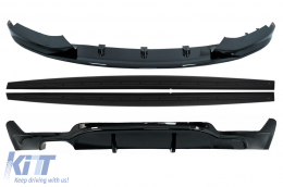 Front Bumper Spoiler Lip suitable for BMW 4 Series F32 F33 F36 Coupe Cabrio Grand Coupe (2013-03.2019) with Side Skirts Add-on Lip Extensions and Rear Bumper Diffuser M-Performance