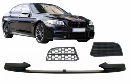 Front Bumper Spoiler Lip suitable for BMW 5 Series F10 F11 Sedan Touring (2011-2017) With Side Grilles M-Performance Sport M550 Design
