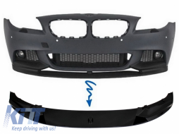 Front Bumper Spoiler Lip suitable for BMW 5 Series F10 F11 Sedan Touring (2011-2017) M Design Shiny Black - FBSBMF10MPB