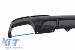 Front Bumper Spoiler Lip suitable for BMW 5 Series F10 F11 (2011-2017) with Double Outlet Air Diffuser and Muffler Tips M-Performance Piano Black-image-6056038