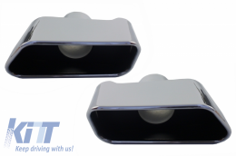 Front Bumper Spoiler Lip suitable for BMW 5 Series F10 F11 (2011-2017) with Double Outlet Air Diffuser and Muffler Tips M-Performance Piano Black-image-6056077