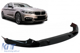 Front Bumper Spoiler Lip suitable for BMW 5 Series G30 Limousine G31 Touring (2017-2019) M Sport Design Piano Black