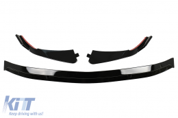Front Bumper Spoiler Lip suitable for Mercedes C-Class W206 S206 Sport Line (2021-Up) Piano Black-image-6098822