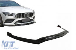 Front Bumper Spoiler Lip suitable for Mercedes CLA X118 C118 Sport Line CLA35 (2019-2023) Piano Black - FBSMBW118