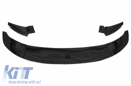Front Bumper Spoiler Lip with Mirror Covers and Diffuser Double Outlet Single Exhaust suitable for BMW 5 Series F10 F11 Sedan Touring (2015-2017) M-Performance Piano Black-image-6056516