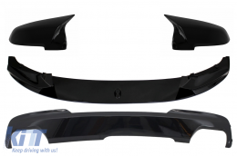 image-17-Front Bumper Spoiler Lip with Mirror Covers and Double Outlet Air Diffuser Piano Black suitable for BMW 5 Series F10 F11 Sedan Touring (2015-2017) M-Performance Design