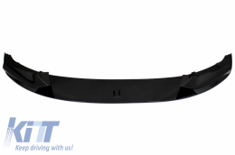 Front Bumper Spoiler Lip with Mirror Covers suitable for BMW 5 Series F10 F11 Sedan Touring (2015-2017) M-Performance Piano Black-image-6056490