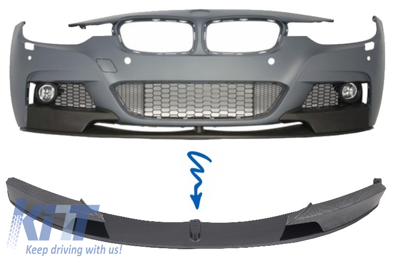 Front Bumper Spoiler Splitter suitable for BMW 3 Series F30 F31 (2011-up)  M-Performance Carbon Film Coating 