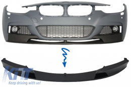 Front Bumper Spoiler suitable for BMW 3 Series F30 Sedan F31 Touring (2011-up) M Design Piano Black Edition - FBSBMF30MPB
