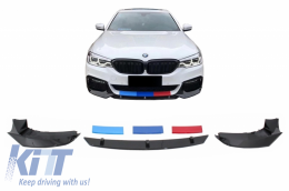 Front Bumper Spoiler suitable for BMW 5 Series G30 G31 Limousine Touring (2017-up) M5 Design Piano Black - FBSBMG30M5