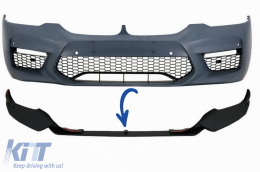 Front Bumper Spoiler suitable for BMW 5 Series G30 G31 Limousine Touring (2017-up) M5 Design Black - FBSBMG30M5TH
