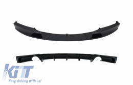 Front Bumper Spoiler with Rear Diffuser Double Outlet for Single Exhaust suitable for BMW 3 Series F30 F31 (2011-2019) M Performance Design Piano Black