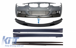 Front Bumper Spoiler with Side Skirts and Add-on Lip Extensions suitable for BMW 3 Series F30 F31 Sedan Touring (2011-2018) M Performance Design - COCBBMF30M3LMP