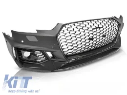 FRONT BUMPER SPORT GLOSSY BLACK PDC fits AUDI A4 B9 08.15-19-image-6269031