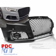 Front Bumper suitable for Audi A3 8V 11-16 Hatchback / Sportback RS3 Look With Grille Glossy Black