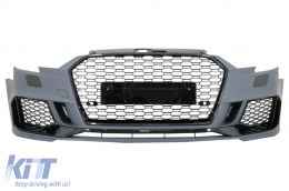 Front Bumper suitable for Audi A3 8V Facelift (2016-2019) Sedan Cabrio RS3 Design Brilliant Black - FBAUA38VFRS3