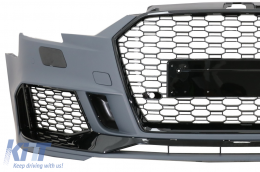 Front Bumper suitable for Audi A3 8V Facelift (2016-2019) Sedan Cabrio RS3 Design Brilliant Black-image-6041124