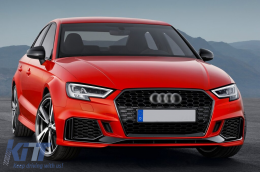 Front Bumper suitable for Audi A3 8V Facelift (2016-2019) Sedan Cabrio RS3 Design Brilliant Black-image-6103750