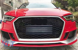 Front Bumper suitable for Audi A3 8V Facelift (2016-2018) Hatchback Sportback RS3 Brilliant Black Design-image-6225923
