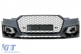 Front Bumper suitable for Audi A4 B9 8W Limousine Avant (2016-2018) Quattro RS4 Design - FBAUA4B9RS4BK