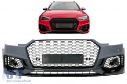 Front Bumper suitable for Audi A4 B9 8W Limousine Avant (2016-2018) Quattro RS4 Design-image-6073661