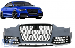 Front Bumper suitable for Audi A5 8T Facelift (2012-2016) RS5 Design with Honeycomb Grilles - FBAUA58TFRSD