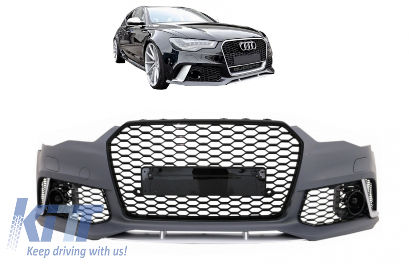 S6 Style Front Bumper Hood Grille with Acc Hole for 2019 Audi A6