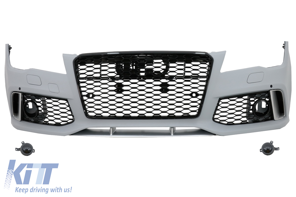 Első lökhárító alkalmas Audi A7 4G Pre-Facelift (2010-2014) RS7 Design, hűtőrácshoz