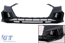Front Bumper suitable for Audi A7 4K8 (2018-Up) RS7 Carbon Look Ornaments - FBAUA74KRSCWH