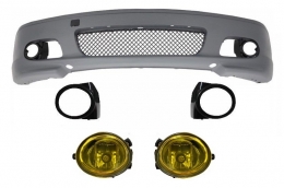 Front Bumper suitable for BMW 3 Series E46 Coupe Cabrio (1999-2007) M-tech M-technik M-Sport II Design With Yellow Fog Lights - COFBBME46MTIIFLY